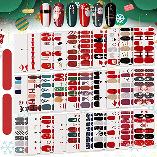 Kalolary 30 Hojas Navideñas Pegatinas de Esmalte de Uñas, Pegatinas de Uñas Autoadhesivas, Pegatinas de Esmalte de Uñas, Decorativas Autoadhesivas Nail Stickers para DIY Uñas Calcomanías