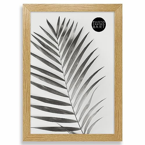 pf+a REAL GLASS Picture Frame A4 Oak Effect with Glass Window 21x30 cm - Oak Effect Frame Poster & Certificate A4 | Portrait Picture Frame with Stand and Wall Hook
