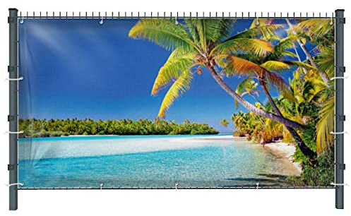 Warenfux24 Palmen (3228) - Gartensichtschutz, Motivbanner, Sichtschutz Garten, Gartendeko, 251 x 123 cm, PVC (blickdicht)