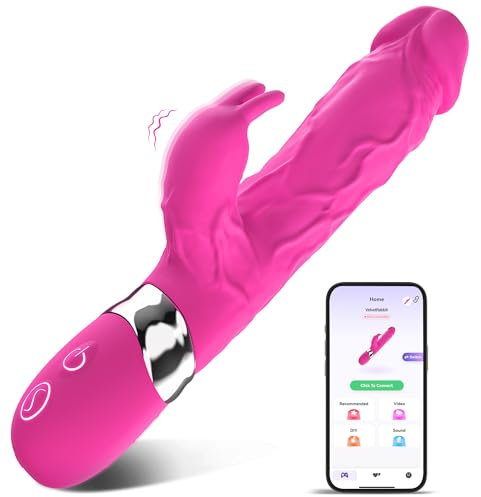 Thicker Huge Rabbit Vibrator Sex Toys, AI Sync More Powerful 3.0 Motor Lengthening Vibrators for Clitoral G-spot Stimulator,Waterproof Flexible Silicone Adult Sex Toy for Women 7 Modes Vibabrator