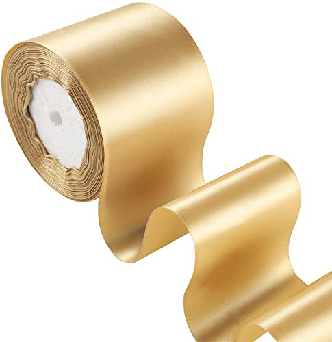 Ruban Doré, 8 cm x 22 m - Satin Doré - Cadeau - Large - Décoration pour Emballage Cadeau - Noël, Mariage, Anniversaires, Gâteau, Bouquet, Artisanat