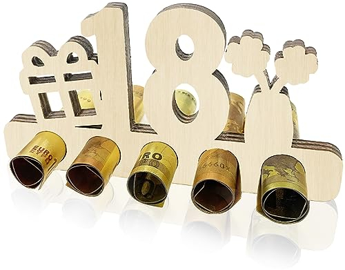 Luckeey Coole Geschenkideen 18 Geburtstag, 18. Geburtstag Geldgeschenk, Kreatives Geldgeschenke zum Jubiläum, Holz Geschenke für Freunde/Familie