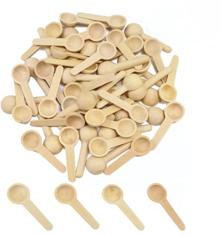 CATELL 50 Stück Holzlöffel Klein 6.8cm für Eisportionierer, Gewürzlöffel, Kaffeelöffel, Marmeladenlöffel