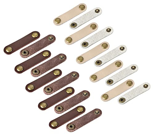 sourcing map 20 Stück Kabel Organizer 63mm x 16mm Braun/Goldbraun | Rindsleder Kabelbinder Set, Kabelhalter Aufwicklung, Multifunktionale Kabelmanagement, Für Kopfhörer USB Ladekabel
