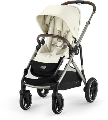 CYBEX Gold Kinderwagen GAZELLE S, ab Geburt-ca. 4 Jahre, Seashell Beige | Ab Geburt bis ca. 4 Jahre, max. 22 kg, All-in-1-System, kompakt zusammenfaltbar, Einhand-Gurtsystem, XXL-Sonnenverdeck