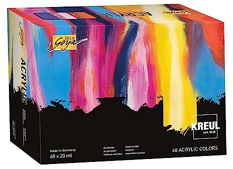 KREUL 84178 - Solo Goya Acrylic Set mit 48 Farben in 20 ml Tuben, Künstler-Acrylfarbe in Studienqualität, trocknet schnell und gleichmäßig matt auf, wasserfest