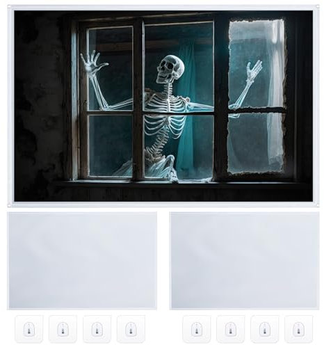 Oudain 2 Pcs Rear Projection Screen, 40'' x 60'' Polyester Matte White Translucent Fabric, for Halloween, Christmas, Indoors Outdoors, With Mounting Hardware