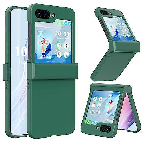 Compatible for Galaxy Z Flip 5 Case with Hinge Protection, Samsung Flip 5 Case,Slim and Thin Full Protective Shockproof Phone Cover Case for Z Flip 5 5G(2023)- Dark Green