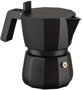 Alessi Moka DC06/3 B - Caffettiera Espresso di Design, Manico e Pomolo in PA, 3 Tazze, Nero
