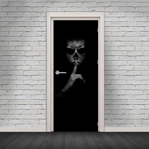 Türaufkleber Selbstklebend 3D Türposter Halloween Schwarzer Totenkopf 95 X 215 Cm Fototapete Türfolie Poster Wasserdichte Abnehmbare Türtapete Innentür Schlafzimmer Küche Bad Home Deko - T -2I8K7E5W1S