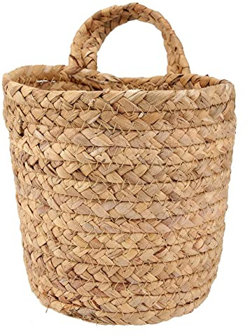 Beelooom Cesta de Mimbre para Colgar en la Pared Plantador Maceta de Flores de Cuerda Colgante para Interiores y Exteriores Decoración de Cesta, Cesta de Maceta Colgante S