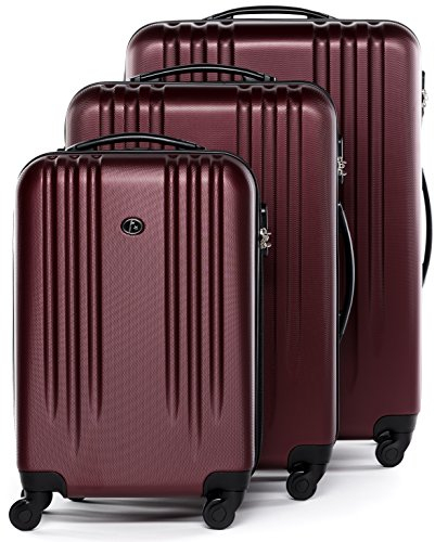 FERGÉ Kofferset 3 teilig Hartschale Marseille Reisekoffer Trolley-Set (Handgepäck, L, XL) 3er Set Hartschalenkoffer Roll-Koffer 4 Rollen 100% ABS rot
