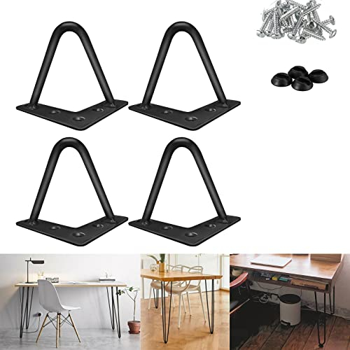 EUTYRG 4 Stück DIY Haarnadel-Tischbeine, 86 cm, 3 Stangen, modern, für Schrank, Bank, Stuhl, Couchtisch, Schreibtisch, 10 mm, Robustes Metall (schwarz, 10 cm, 2 Stangen)