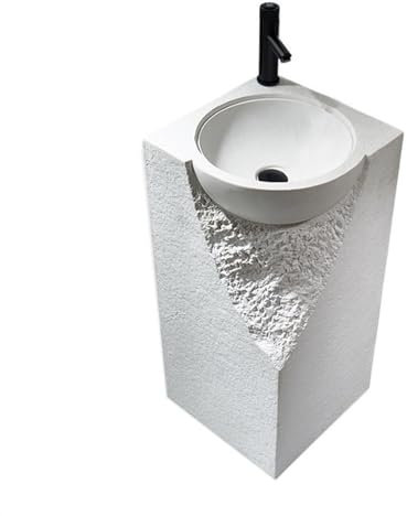 Lavabo da Bagno Lavandino su piedistallo in pietra di quarzo creativo, lavabo da pavimento in un unico pezzo, lavabo a colonna for balcone con cortile esterno, lavabo artistico con rubinetto e scarico