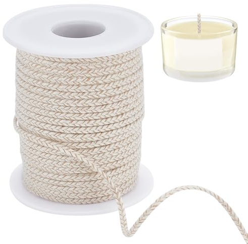 BENECREAT Stoppino di ricambio rotondo in cotone, 50 m, 2 mm, stoppini per lampade a olio per candele a cherosene, alcool, lanterne, bruciatori, stufe, illuminazione e decorazione