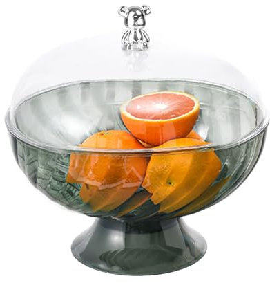 Gzsekken Fruit Bowl for Kitchen Countertop, Fruit Basket with Lid, Displaying for Party Wedding, Vegetable, Dessert, Snacks, Bread, Decorative Pedestal Bowl for Table Décor, Green