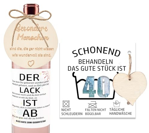 MKISHINE Lustige Geburtstagskarte 40. mit Holzscheibe+ 40 Geburtstags Flaschenetikett Geldgeschenke Verpackung Grußkarte Geburtstagskarte 40 mann frau happy birthday karte,deko 40. geburtstag
