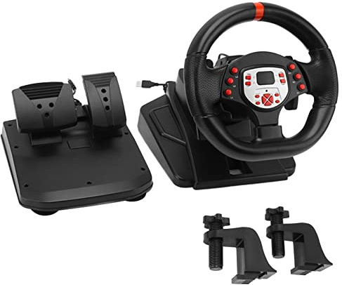 Driving Force Racing Wheel, Volante Gaming 5 en 1 Racing Simulator Con Vibración, Pedal y Paleta de Cambio de 180 Grados Para PC