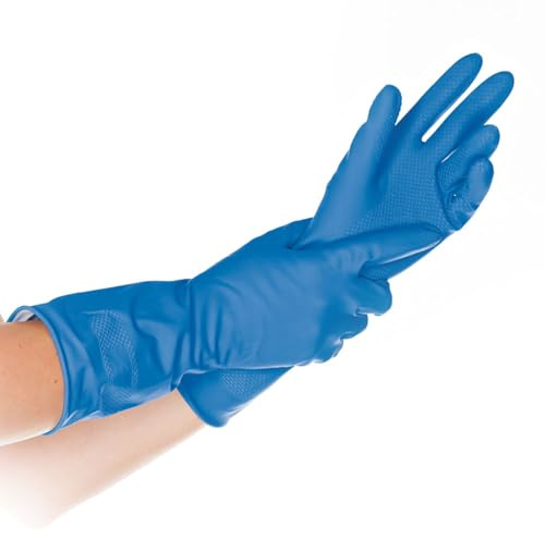 FRANZ MENSCH 288 Stück Hygostar Haushaltshandschuhe Bettina | Latex, Karton, blau, 10/XL, L: 30cm, Haushaltshandschuhe, Reinigungshandschuhe