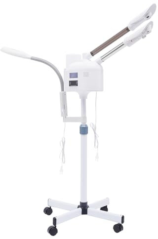 3 in 1 Vaporizzatore Viso Professionale Luce LED e lente d'ingrandimento 750W Sauna Facciale Pulizia Viso 1000ml Capacità Vapore Facciale Compressa Nano Atomizzante con Tecnologia di Riscaldamento PTC