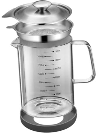SECFOU Transparenter Glas-ölbehälter Mit Integriertem Filtersieb Und Deckel Borosilikat Vorratsbehälter Zum Filtern Und Aufbewahren Von Speiseöl Auslaufsicher Und Vielseitig Für Küche