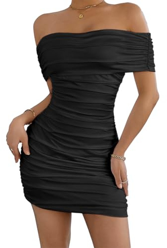 AOWVUTS Vestito Donna Mini Abito Sexy Senza Spalline Corto Elegante Vestiti Senza Maniche Aderente Bodycon Abito da Sera Abiti Che Abbracciano L'anca Discoteca Cocktail Party Tubino Ballo Festa