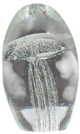 Briefbeschwerer, dekorativ, aus Glas, weiße Qualle, Singular Sulfid, 6 cm x 4 cm
