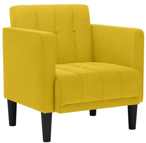 vidaXL Sessel mit Armlehnen Gelb 53 cm Samt, Sofasessel, Fernsehsessel, Relaxsessel, Einzelsofa, Relaxsofa, Loungesessel, Wohnzimmer Sessel