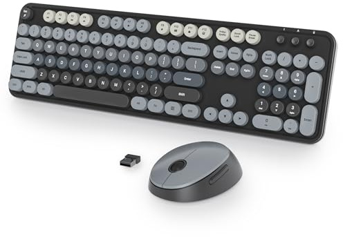 SbocKeeb Green Keyboard and Mouse Wireless, Cute typewriter keyboard and mouse wireless 2.4GHz Colorful Full Size Keyboards with Number Pad, American QWERTYfor Windows PC Laptop (Gradient Dark)