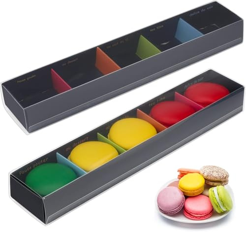 Windfromort Pack von 5 macarons box Cupcake - Macarons verpackung Macaron - Verpackungskästen aus Karton mit großem Sichtfenster, Geeignet für Backwaren, Schmuck und Party