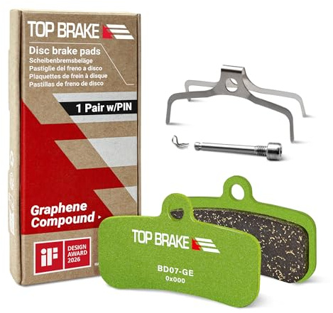 TOP BRAKE Disc Bike Brake Pads Compatible with Shimano 4 Piston Saint BR M810 M820 Deore XT M8020 M8120 Tektro TRP| Graphene Compound, Long-Lasting, Quiet&Smooth| MTB eMTB Downhill Enduro Race| Green