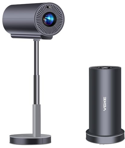 Vidéoprojecteur 4K VGKE Auto Focus/Keystone Mini Projecteur Portable, WiFi6 Bluetooth Full HD Retroprojecteur, Vidéo Projecteur avec Pied Télescopique Rotatif à 90 °Compatibilité Smartphone/PC/Home