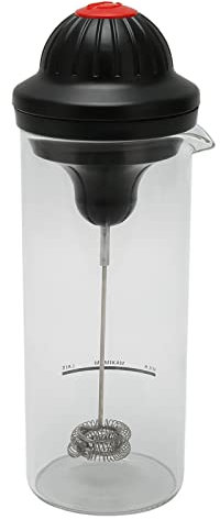 BFrother de lait à main, fabricant de mousse de lait à main avec verre à la chaleur, frottement de lait à main électrique, frottement de lait électrique pour café de crème aux œufs