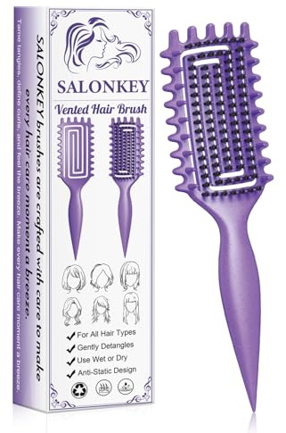 Spazzola per Capelli Ricci Districante e Antistatica, Impugnatura Ergonomica, Definisce i Ricci Senza Dolore, Adatta per Donna Uomo Bambini, Ideale per Capelli Mossi Crespi Secchi e Bagnati