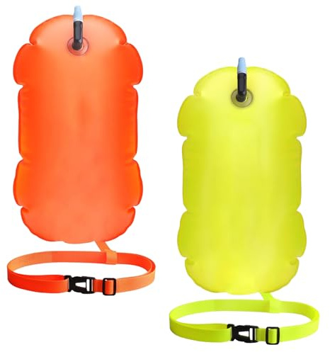 2 Stück Schwimmboje,Schwimmwagen,wasserdichte Schwimmkissen,Aufblasbare Schwimmen Sicherheit Boje,Swim Bubble,für Open Water Erwachsene Triathlon Sport Schnorcheln Ausbildung Zubehör,Gut Sichtbarer