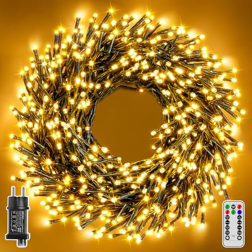 Hopexy Cluster Lichterkette Außen 30m 1500 LEDs Warmweiß mit Fernbedienung