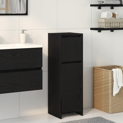 EMYRLXQW Möbelset, badrumsmöbler set-badrumsskåp svart ek 30 x 30 x 95 cm konstruerat trä