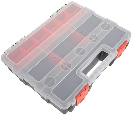 Lurrose Organizador de Grande con Compartimentos Desmontables Caja Plástica Resistente para Almacenamiento de Pequeñas Multiuso para Taller y Bricolaje