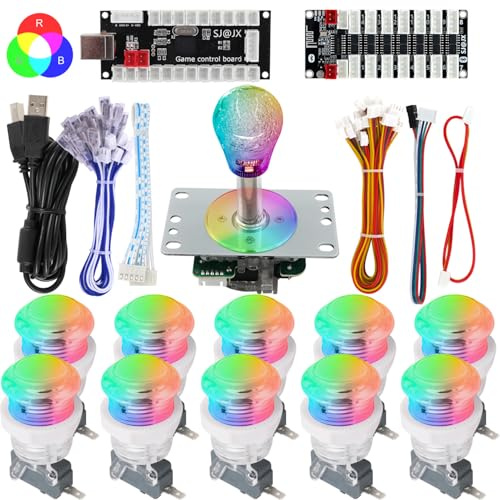 SJ@JX Arcade Game RGB LED Controller Button Joystick USB Encoder Kit für PC MAME Windows