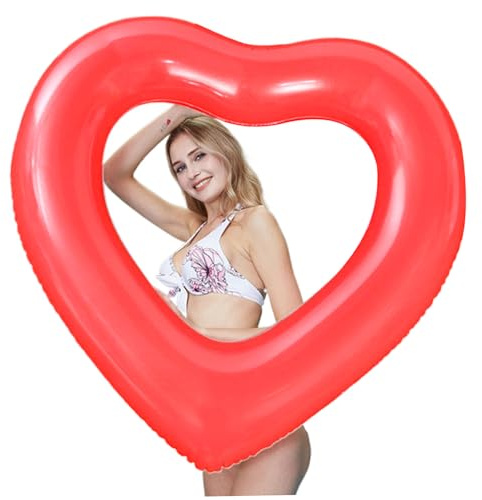Galleggiante per piscina a forma di cuore carino, galleggiante per piscina gonfiabile 47, 2x39, 4, tubi in PVC impermeabile, divertente anello da nuoto