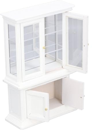 OVAQUIXI Puppenhaus-Regaldekoration, Kunstmöbel, Miniaturschrank Im Maßstab 1:12, Elegante Birken-Puppenhaus-Dekoration für Miniatur-Kleiderschrank für Wohnzimmer (White)