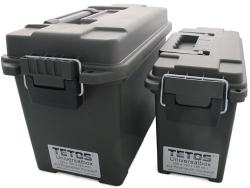 TETOS Universalbox Set 2 Stück Transportbox aus Polypropylen Kunststoff | Stapelbar Tragegriffe Wasserdicht 350x180x220mm und 290x130x180mm