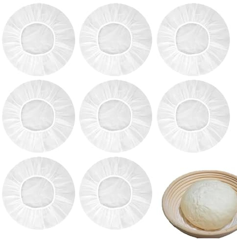 MmotZsb Gärfolie, 8 Stück Brotbacken Abdeckhauben, Weiß, Ideal Für Sauerteig, Hefeteig Und Gebäck, Praktische Aufbewahrungslösung, 0,98 x 1 x 0,1 cm