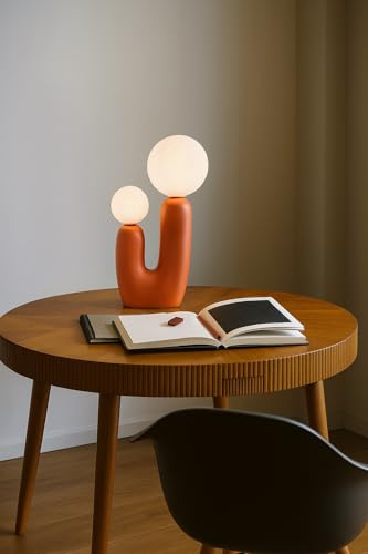 TEKHOME Lampada da Tavolo Design D14 – Attacco G9, Lampada Decorativa Moderna in Resina, Stile Artistico per Soggiorno, Camera da Letto, Comodino (ARANCIONE)