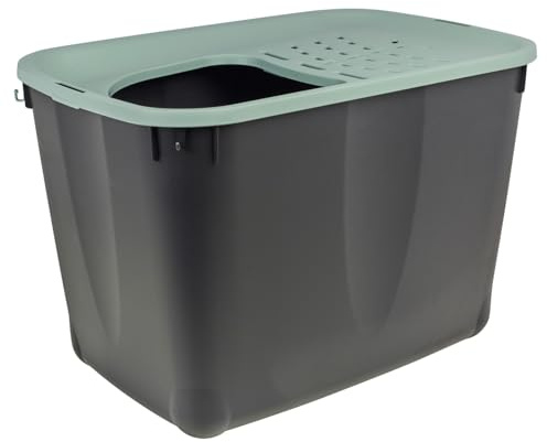 URBNLIVING Large Plastic Cat Litter Box with Vented Lid – Spacious Pet Litter Bucket, Enclosure & Storage Container for Cats