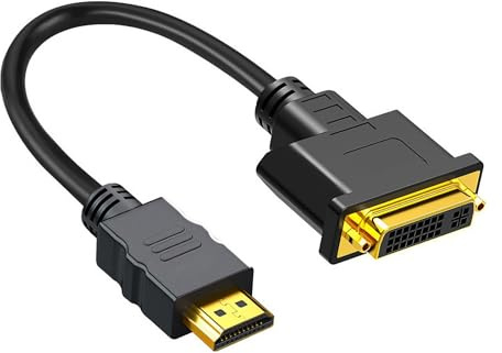 Adaptador HDMI a DVI (1 pie), convertidor bidireccional HDMI macho a DVI hembra con tuercas de tornillo duales, adaptador de video HD 1080P chapado en oro para monitor, PC, portátil, PS5, interruptor
