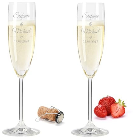 Gravur-Max Leonardo Sektglas 2er Set 200 ml – personalisiertes Sektglas mit Gravur – LIEBESGLAS - spülmaschinenfest, stoßfest – hochwertiges TEQTON-Kristallglas für Sekt, Prosecco & Champagner