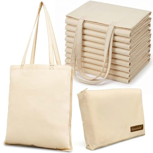 Naturstube 10er Set Baumwolltaschen mit Doppelnaht – Robuste Stofftasche aus Baumwolle, Wiederverwendbar, Strapazierfähig