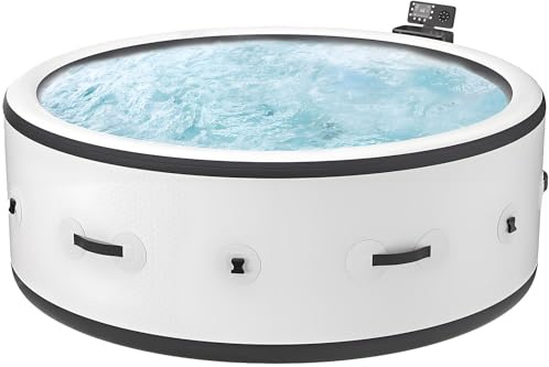 MiyKom Spa Rigide 4-6 Personnes avec 150 Jets de Bulles 40℃ Chauffage Rapide Bassin de Massage en PVC Durable et Indéchirable pour Cour Patio Comprend Couverture Thermique et Filtre 206 cm L