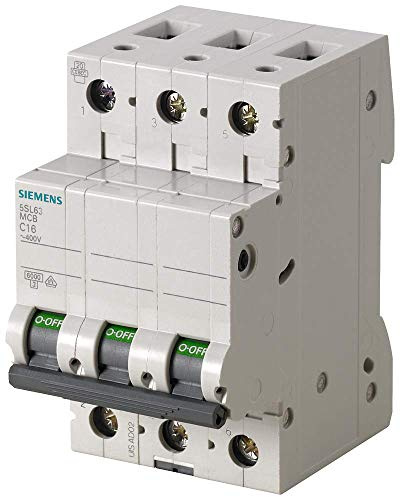 Siemens 5SL6 Miniaturüberlastschalter Typ B, Pol 3-polig 63A 400V ac, Abschaltvermögen 6 kA SENTRON 72 V dc